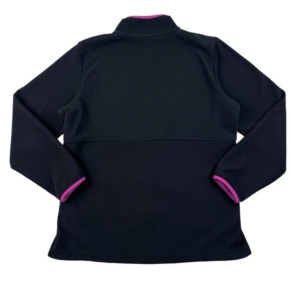 Lands' End Jacket Grid Fleece Full Zip Up Womens XL Black Pink Trim - Picture 6 of 11
